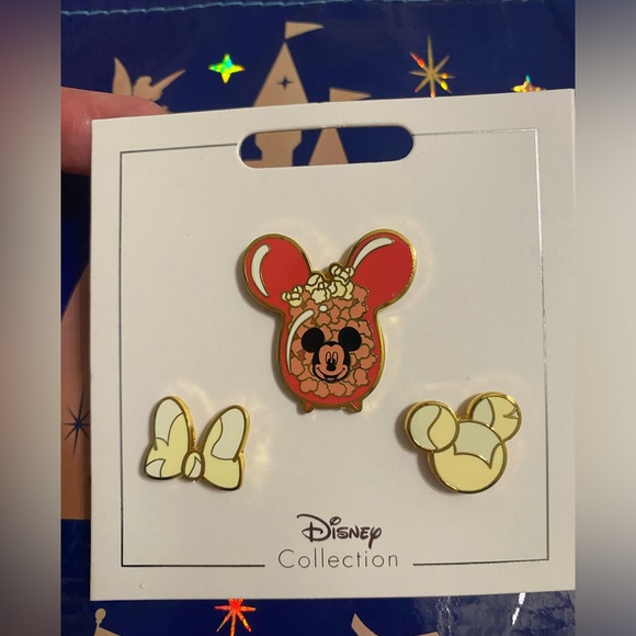 Disney Parks Mickey and Minnie Popcorn pin set of 3 NWT - Picture 1 of 3